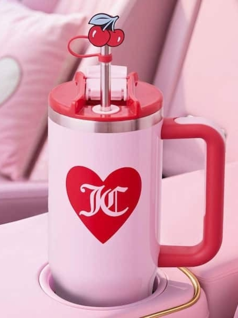 Juicy Couture Pink Cherry Red Heart Tumbler